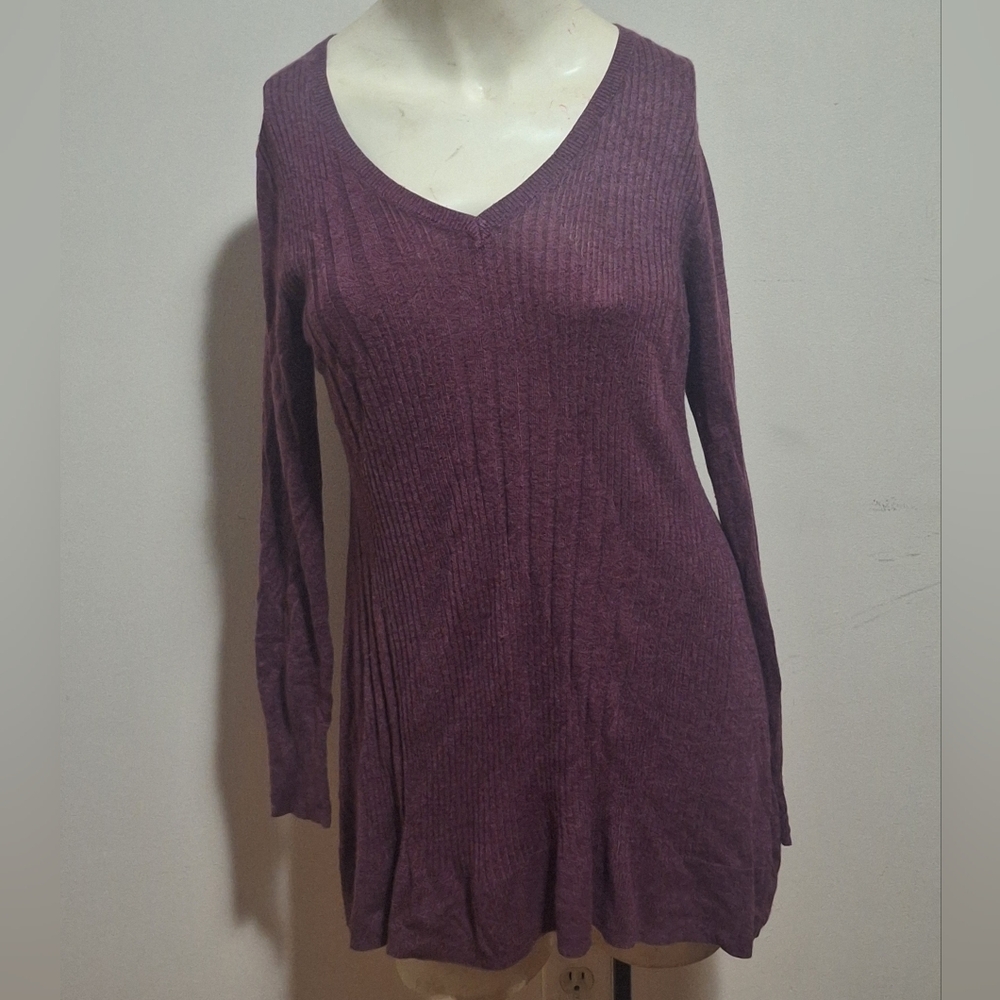 Apt. 9 Women's Long Sleeve V-Neck Tunic Top - Burgundy Purple